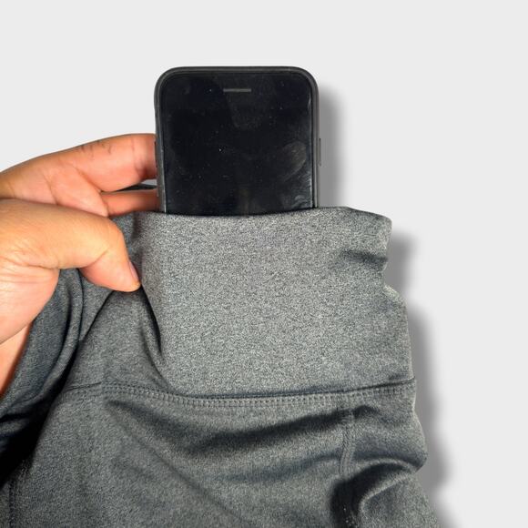 Reebok Workout Leggings Size L Gray High Rise Crop Pocket Stretch Activewear - Picture 8 of 9